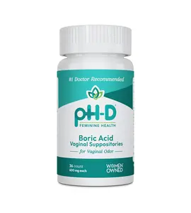 pH-D Feminine Health Support - 600 mg Boric Acid Suppositories - Woman Owned - for Vaginal Odor Use - 36 Count