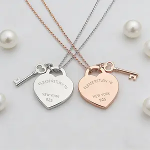 T Family Pendant Necklace for Women Trendy Versatile Collarbone Chain Jewelry with Unique Heart Design Perfect Gift for Any Occasion