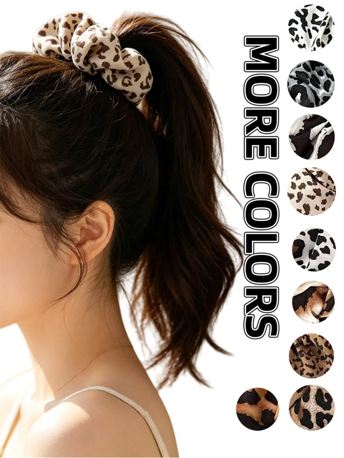 Leopard Pattern Hair Scrunchies, Hair Ties, Casual Versatile Hair Accessories for Women, Fashionable Hair Accessories, Minimalist Headwear Suitable for Thick Hair, Fashion Hair Accessories for Party, Ponytail Hairstyle, Tie Up Back