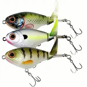 3pcs Whopper Popper Lures Kit with Realistic Fish Design and Durable Hooks for Enhanced Fishing Experience