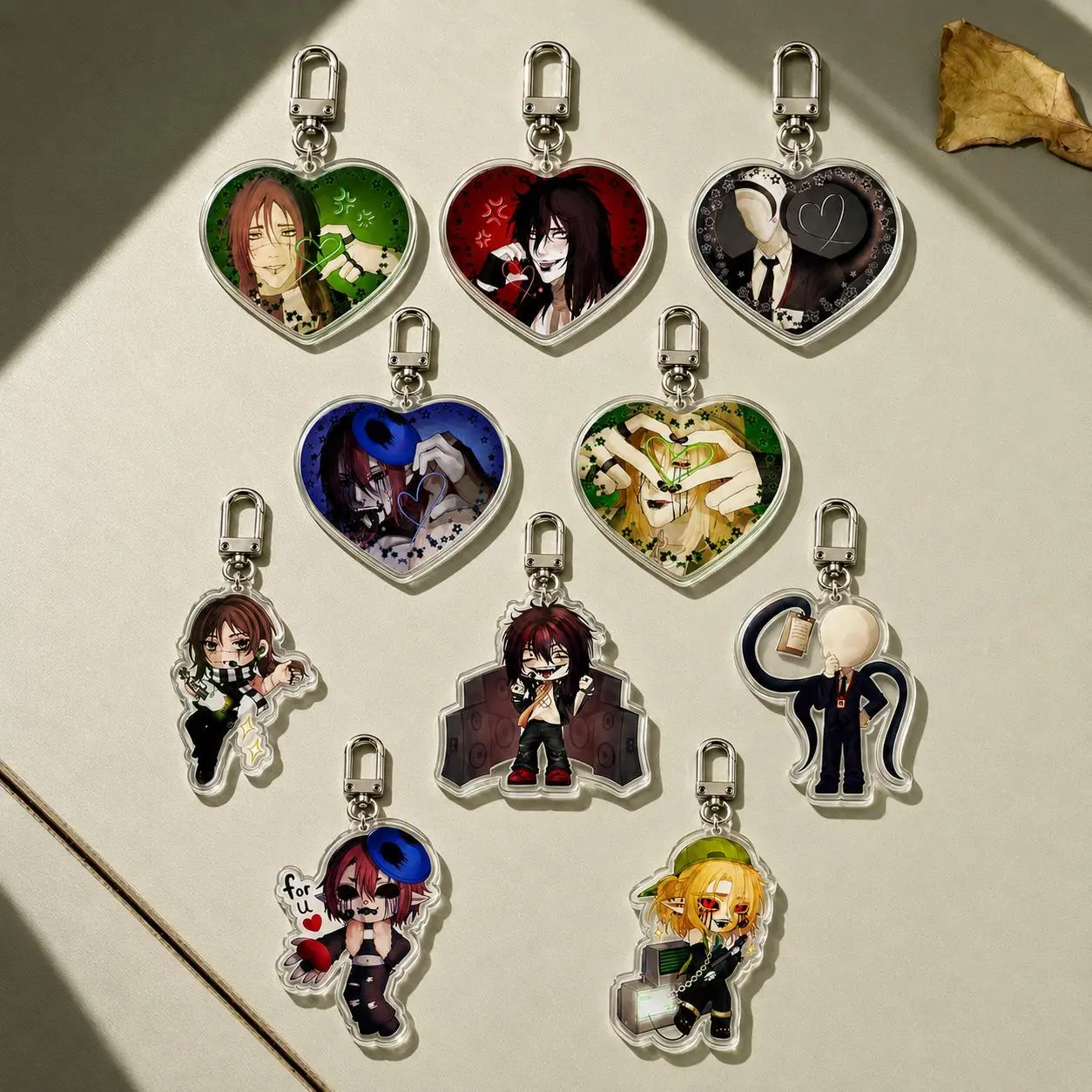 Creepypasta Acrylic Keychains - Homicidal Liu, Jeff the Killer, Slenderman, Eyeless Jack, BEN Drowned Horror Game Gifts - Kawaii, Cute Keyring Accessory, Fun Charm For Backpack Or Purse