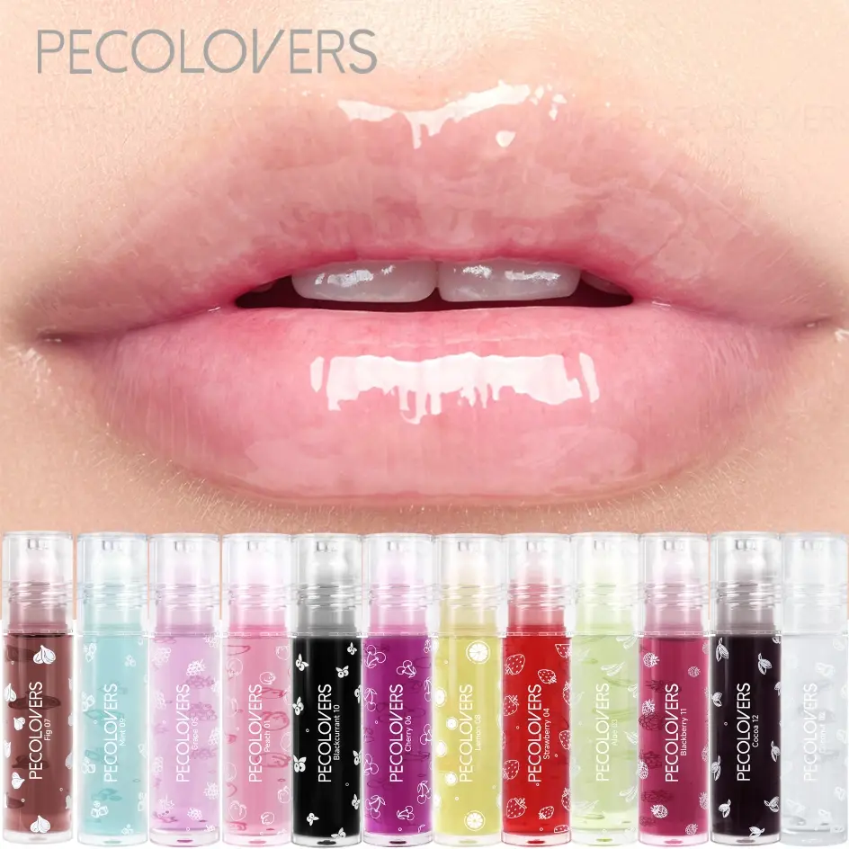 12PCS/Hydrating Fruit-Flavored Rollerball Lip Oil,Moisturizing,Long-Lasting Liquid Lip Oil,Natural Look Makeup