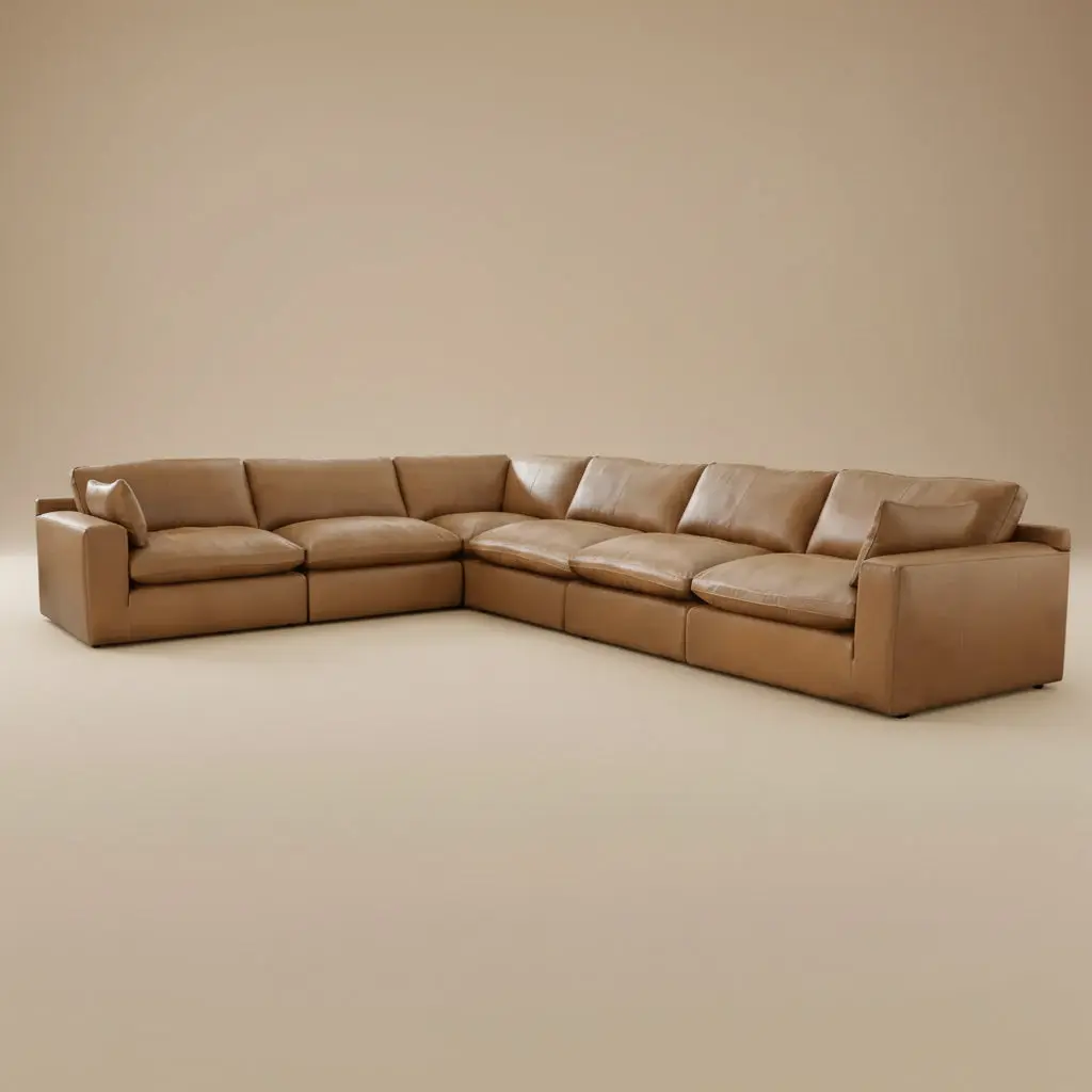 Emilia Caramel Leather 6-Piece Modular Sectional