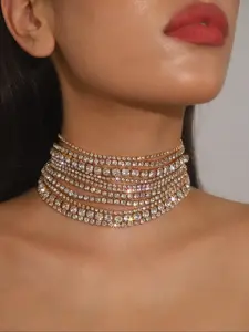 Women's Elegant Rhinestone Choker, Exquisite Trendy Chain, Fashionable Luxury Jewelry for Party, Mother's Day Gift, Choker Necklace, Fashionable Jewelry Accessories