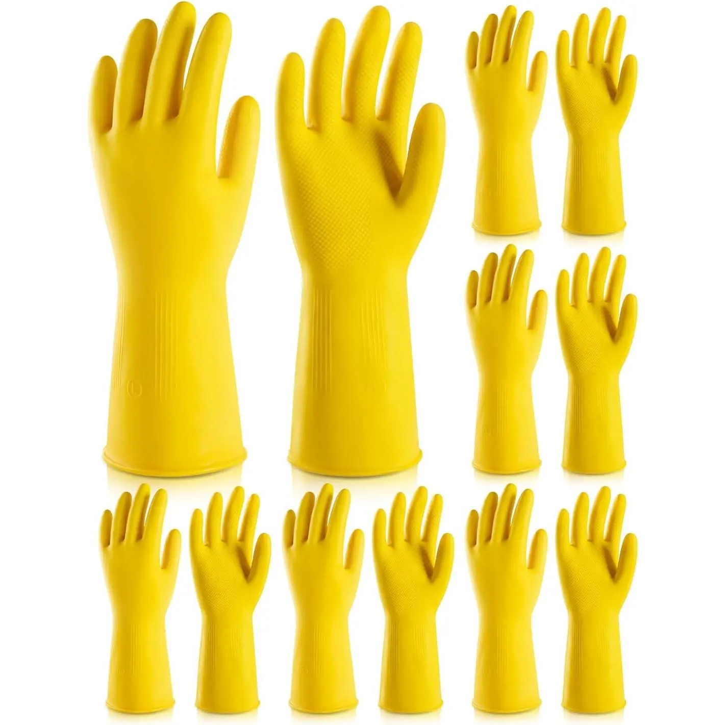 6 Pairs Rubber Cleaning Gloves, Dishwashing Gloves,Household Dish Gloves for Washing,Cleaning,Kitchen,Painting, Gardening, Pet Care,Extra Thickness,Non-Slip,13", 20 Mil, Heavy Duty,M