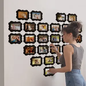 15pcs Creative Rectangular Lace Decorative Picture Frame, Wall Gallery Frames, Heart Shape Wall Record, Wave Frame Decoration, Home Love and Warmth (4x6 Inch)