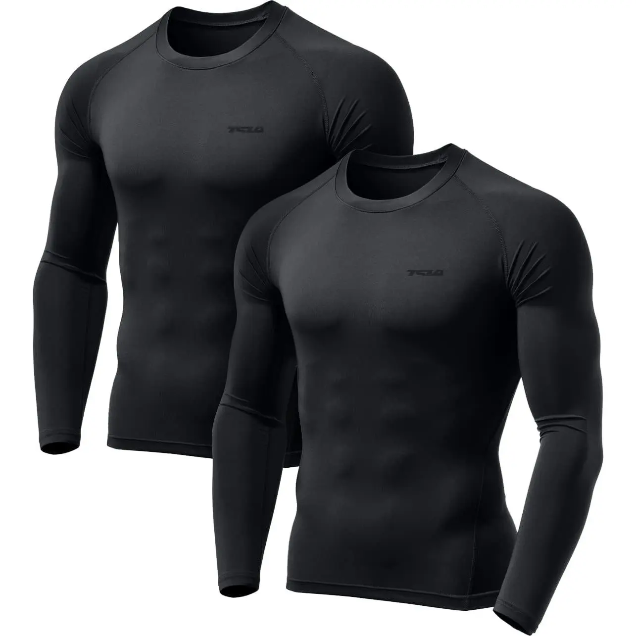 Men's Fitted Round Neck Thermal Long-Sleeve Compression Shirt - Smooth, Fleece-Lined, Quick-Drying, Drip-Dry, Warmer Athletic Base Layer with Flatlock Seams for Winter Outdoor Sports Underwear