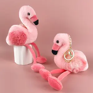 #Summervibes [QBEAUTY] 2026 Trendy Flamingo Keychain Plush Bag Charm Cute Hanging Pendant for Keys Backpacks Handbags Creative Flamingo Decoration Gift for Spring Summer