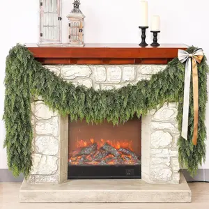 6FT Cedar Garland, 144 Tips Real Touch Christmas Garland, Artificial Winter Pine Garland for Mantel & Table, Outdoor & Indoor Greenery Holiday Decorations