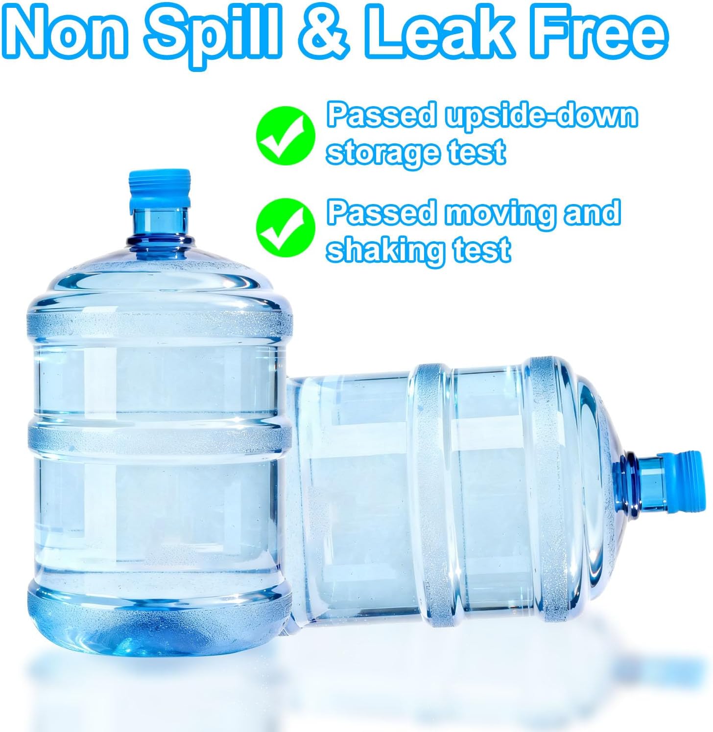3 & 5 Gallon Water Jug Caps, Non-Spill Leak Free Silicone Covers for Indoor & Outdoor Use, BPA Free Food Grade