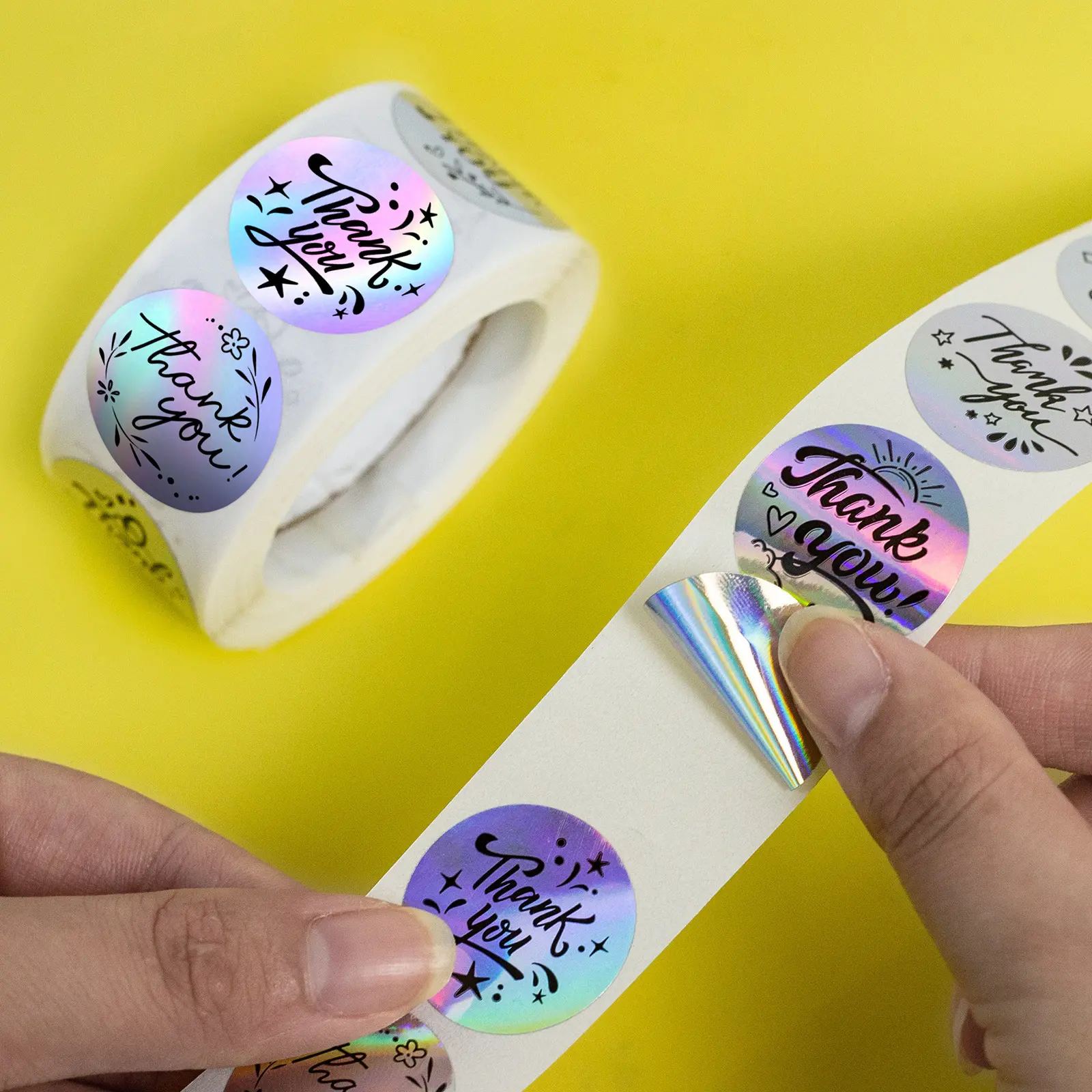 Self-Adhesive Laser Thank You Sticky Labels, 500 Sheets/Roll, 1-in Office Sealing Labels