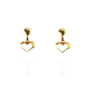 Gold Open Heart Drop Earrings
