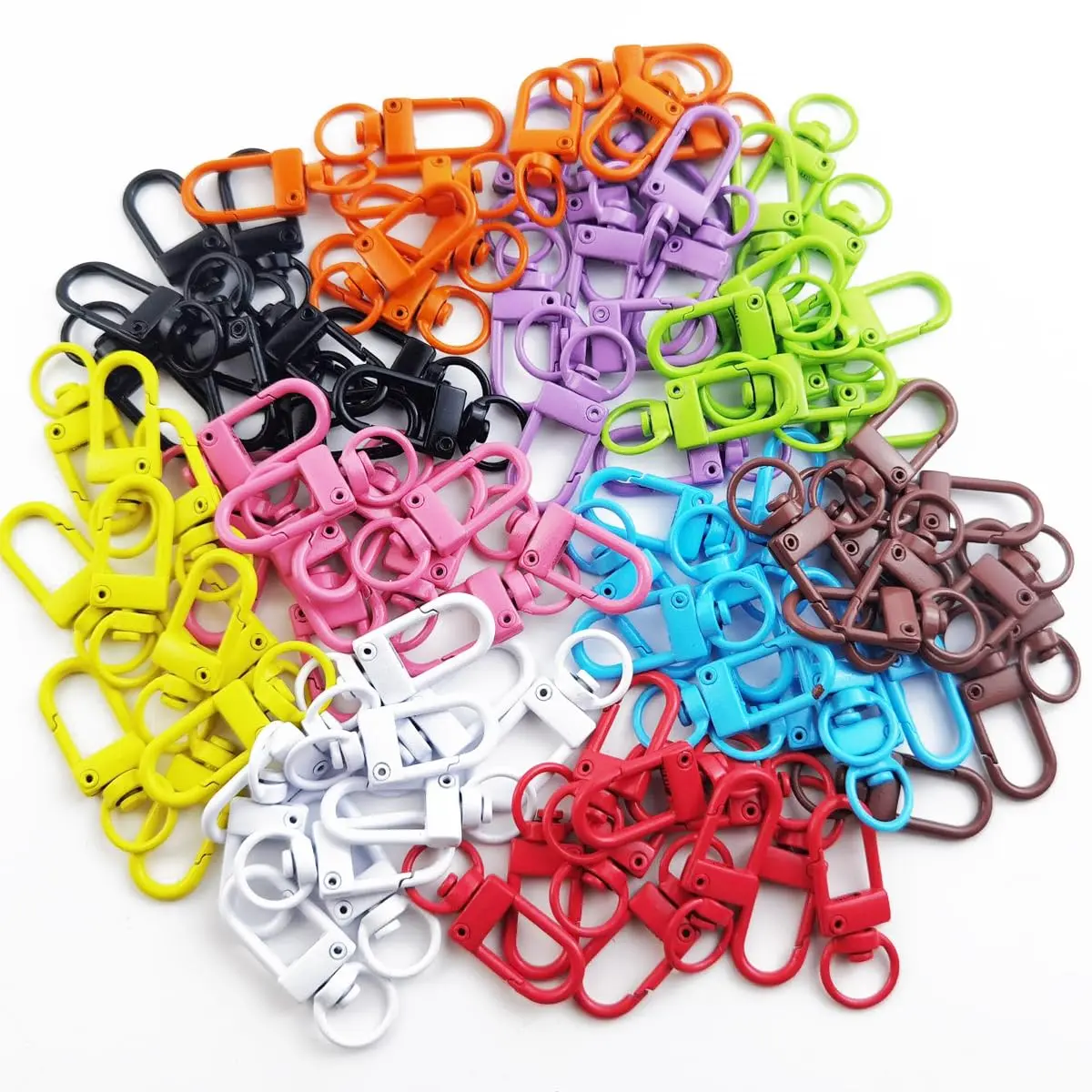 100 Metal Heavy-Duty Lanyard Swivel Snap Hooks with 360-Degree Flexibility, Solid Plating Colorful Lobster Claw Key Chain Clasps, DIY Jewelry Accessories for Kitchen Utensil Organization, Bag Making