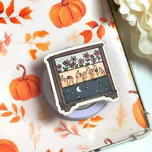 Cottagecore Fireplace Phone Grip, Cozy Home Pop Socket, Aesthetic Phone Holder Gift