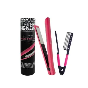 Evalectric Pro Titanium Flat Iron - Styling Iron with 1.25 Inch Plates - Negative Ion Technology for Healthy Hair - Dual Voltage Hair Straightener - Coral Pink