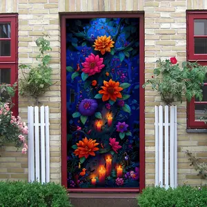 2pcs Glow in the Dark Forest Wall Stickers Creative Floral Wall Decals Flower Tree Candle Pattern Decorative Decoration for Living Room Bedroom Kids Room Self Adhesive Removable Eco Friendly PVC Material