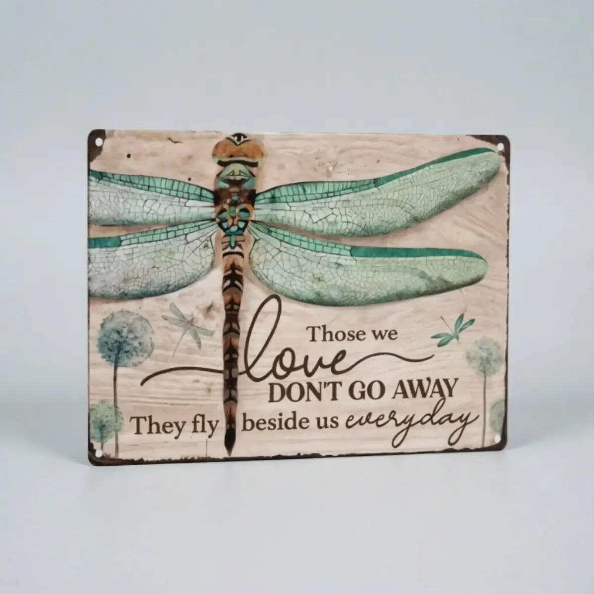 Dragonfly Memorial Metal Sign 8x12 Inch, Vintage Rustic Wall Decor with Inspirational Quote, Dragonfly Art Plaque for Home Garden, Bedroom, Porch, Living Room and Remembrance Decoration
