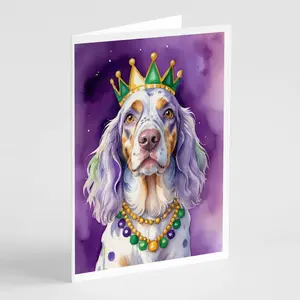 English Setter King of Mardi Gras Greeting Cards Pack of 8