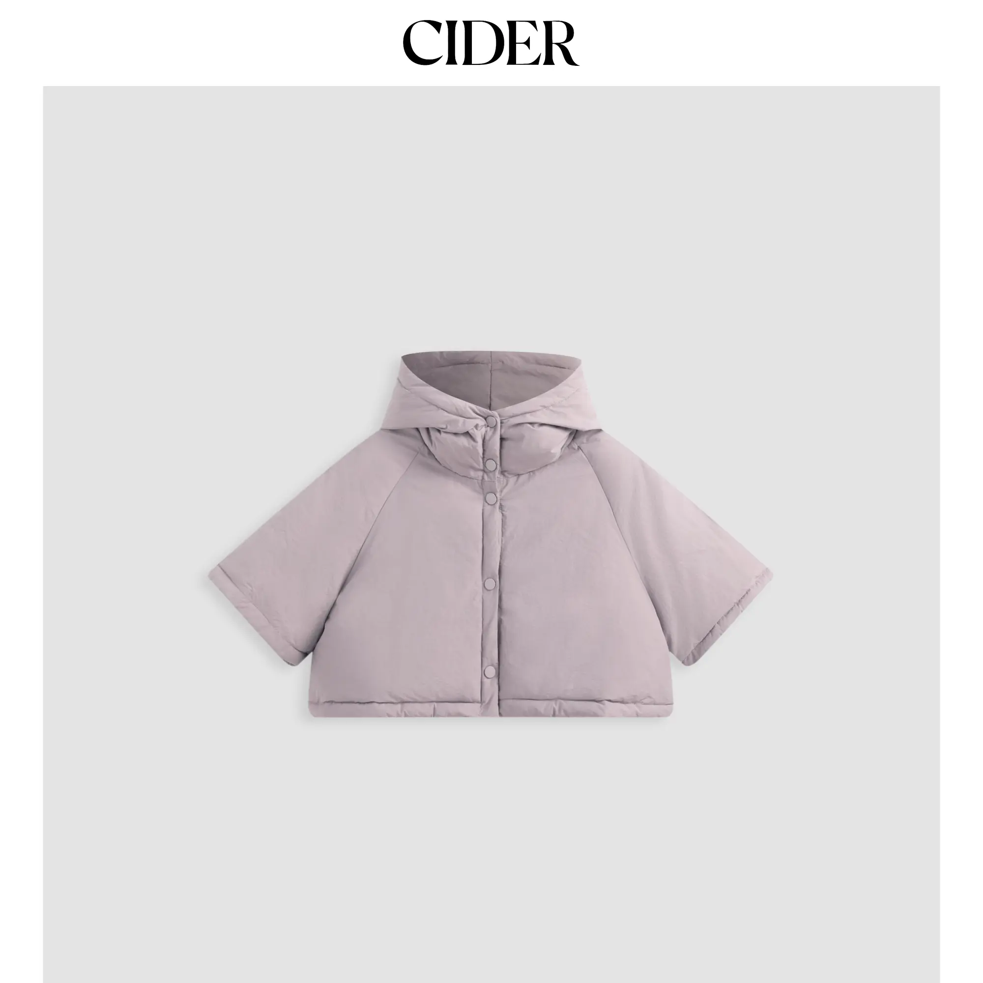 Cider [size 4-8] Hooded Solid Button Puffer Crop Jacket