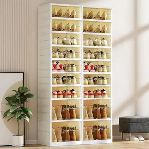 Ultimate 7+2Tier Shoe Organizer: Transparent, Collapsible & Expandable, Holds 18 Pairs, Ideal for Compact Spaces & Closet Management Space-saving Home storage Storage Organizer. Great Shoe Storage Racks Back to school