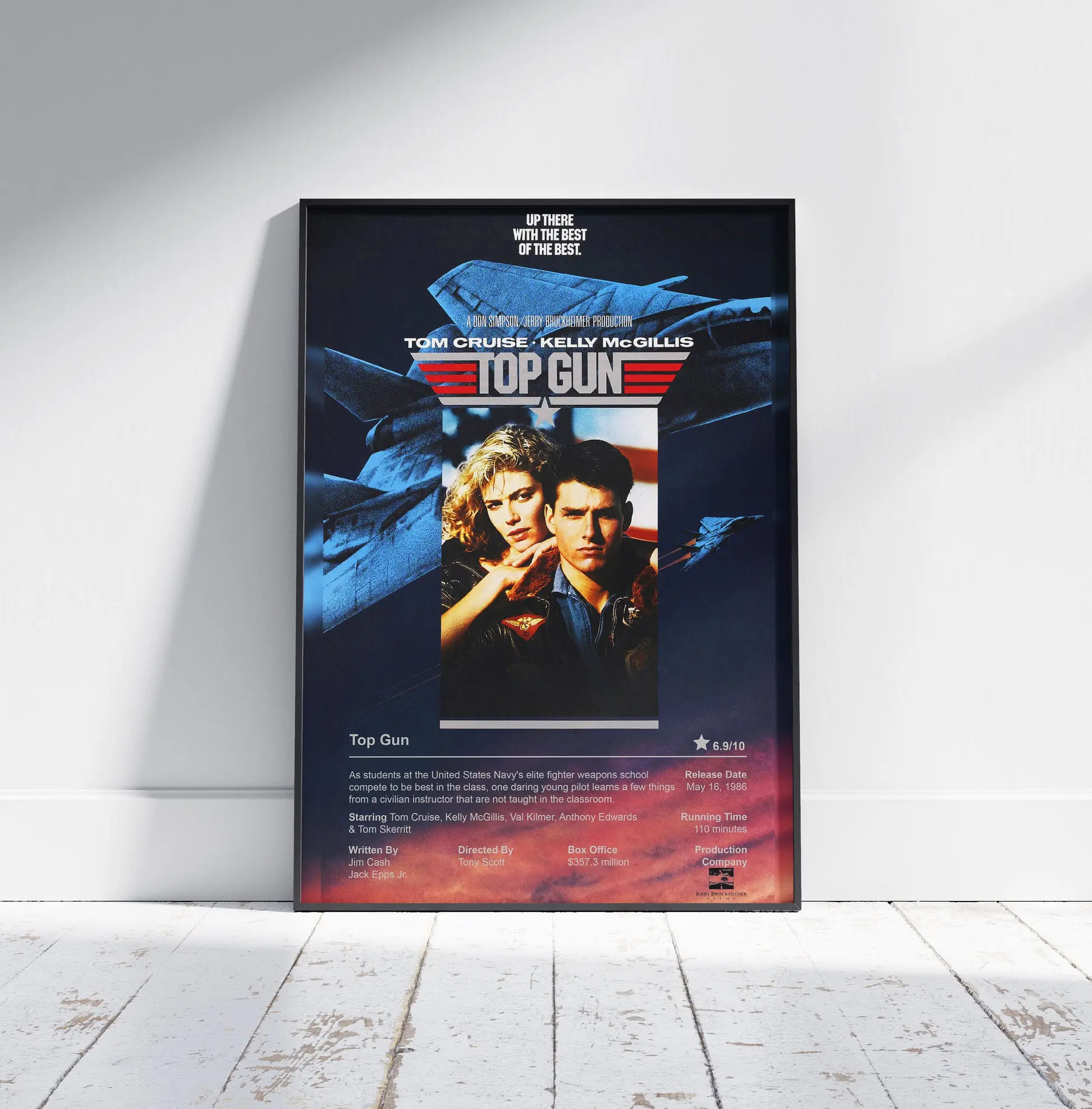 Top Gun Movie Poster - Tom Cruise Kelly McGillis 1986 Action Drama Film Poster Print