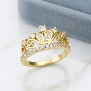 Heart Crown Ring with Zirconia – Elegant Queen Style Ring for Women, Romantic Gift