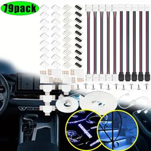 79PCS LED Strip Connectors 4 Pin, RGB LED Light Connectors Kit Includes 5050 LED Connectors L Shape 4Pin 10mm LED Light Strip Connectors