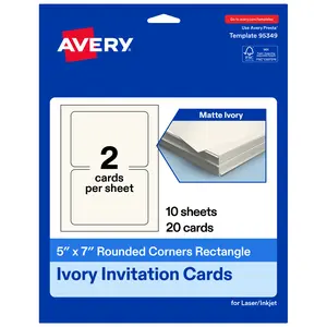 Avery Matte Ivory Invitation Cards, 5" x 7" Rectangle Rounded Corners