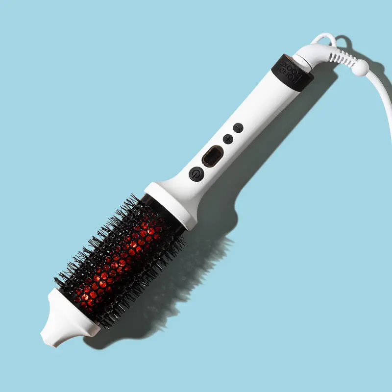 Infrared Thermal Bounce Brush - Heated Curling Iron Barrel Styler Hair Straightener Comb for Dry Hair with Negative Ions & Infrared Technology