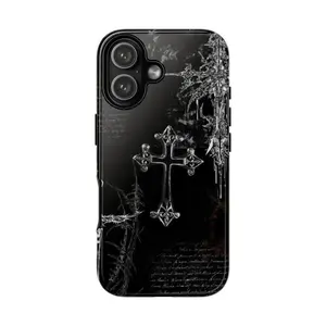 Y2K Gothic Cross Phone Case Design, Dark Grunge Cyber Sigilism Aesthetic, Protective Cover For iPhone 17 16 15 14 13 12 11 Pro Max