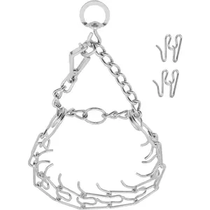 Prong Pinch Collar for Dogs with Quick Release Buckle, Adjustable Training Collar for Small Medium Large Dogs, Helps Prevent Dog from Pulling (3.0mm, Neck Size 17.72"-22.83"), Silver Adjustable Stainless Steel Prong Collar