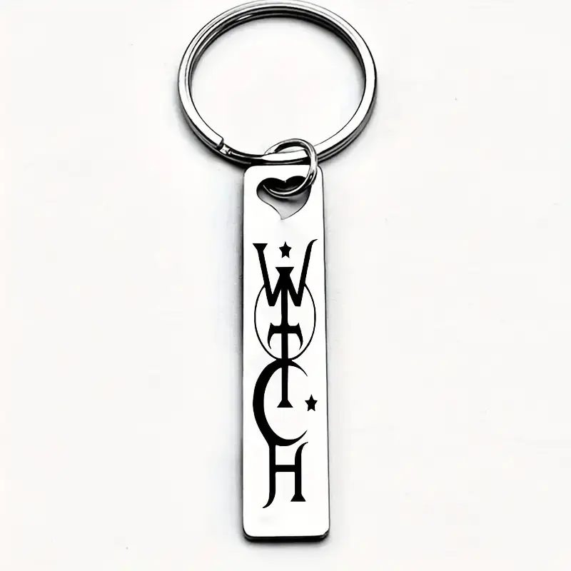 1pc Witch Theme Gothic Cross Keychain, Fashionable Durable Keyring, Decorated with Witch Pattern, New Moon and Stars, Perfect for Halloween Gifts