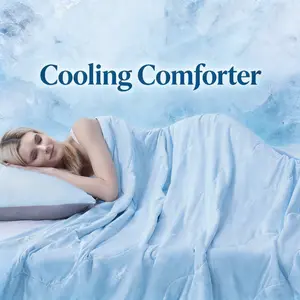 CANSUNCH Cooling Comforter - Soft Lightweight Blanket for Hot Sleepers, Breathable Queen/King Size Summervibes Blue Bedding, Ideal for Bed & Travel