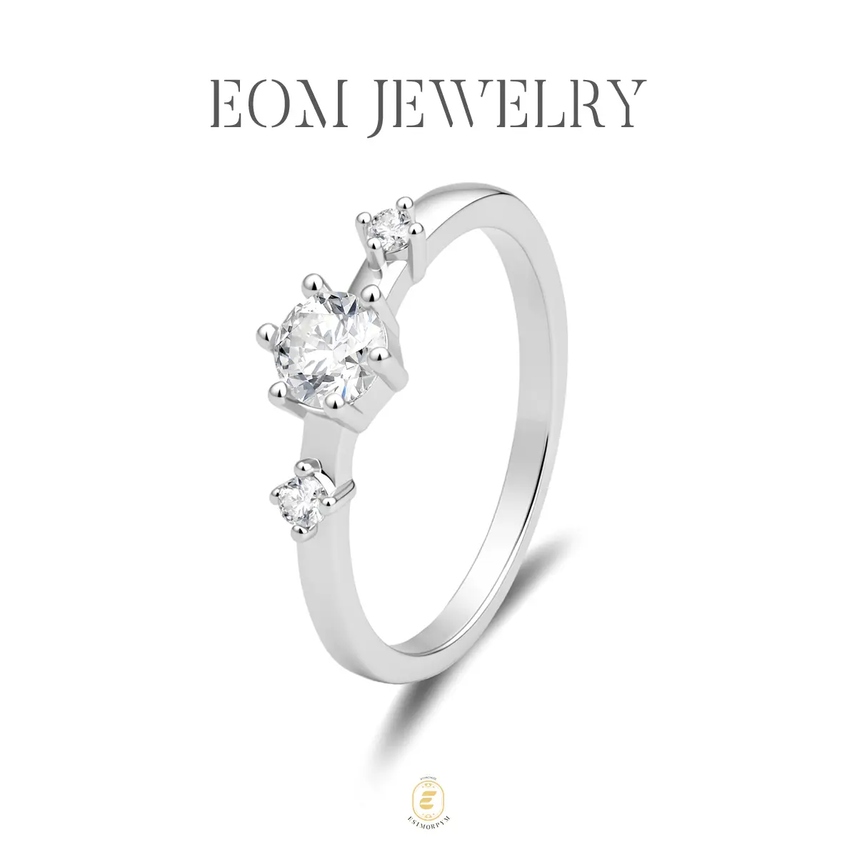 Moissanite Starlight Echo Three Stones Ring Silver-Plated Jewelry Wedding Engagement Anniversary Valentine's Day Birthday Gift Daily Wear