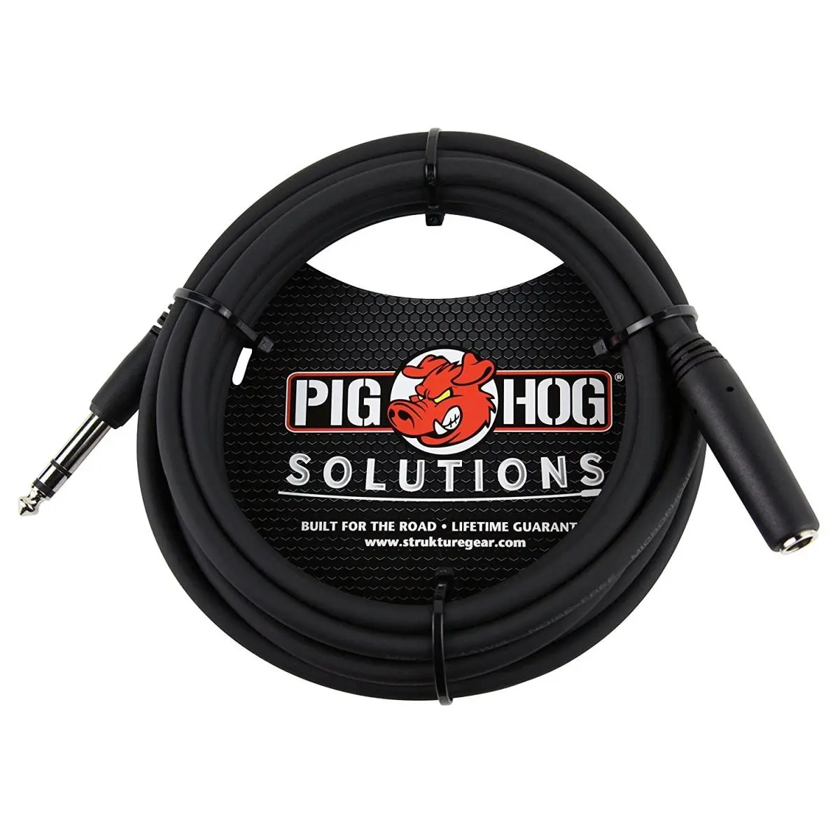 Pig Hog PHX1410 Anti-Tangle 10 ft. Tough PVC Analog Stereo Extension Cable - 0.25 in. TRS Female to Male Headphone Extender for Musicians, High-Fidelity Audio, No Coloration or Distortion (Transparent)