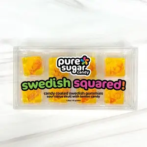 SWEDISH SQUARED! Hard candy coated Swedish gummies - 8-pack of mini Swedish gummies inside a hard candy square - Five delicious flavor combinations Cherry