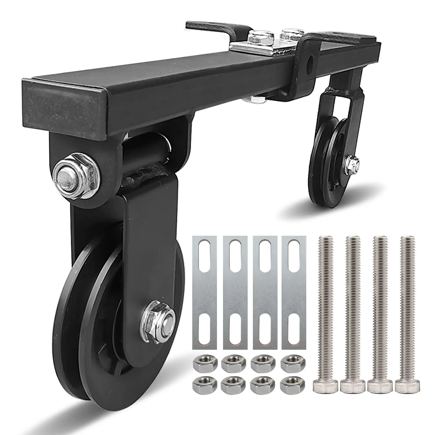 Upgraded Adjustable 2-Wheel Cable Pulley System - Sturdy Metal Fitness Equipment, Weight Lifting Accessory for Home Gym, Secure Mount, Square Tube Fit, High Load Capacity Strength Training Power Cages & Racks