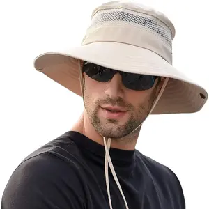 Summer Mens Sun Hat Bucket Fishing Hiking Cap Wide Brim UV Protection Hat