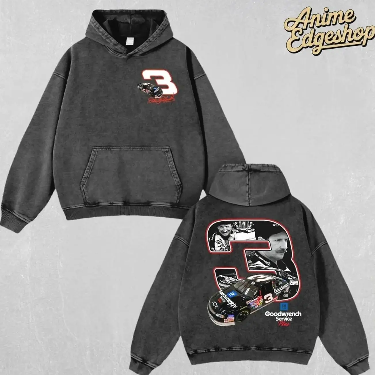 Retro Vintage Dale Earnhardt NASCAR Washed Hoodie | Oversized Heavy Cotton Racing Streetwear Sweatshirt | Cool Unisex Gift for Him, Her & Car Fans | Classic No.3 Goodwrench Graphic Top, Halloween gift  ECS 9GS