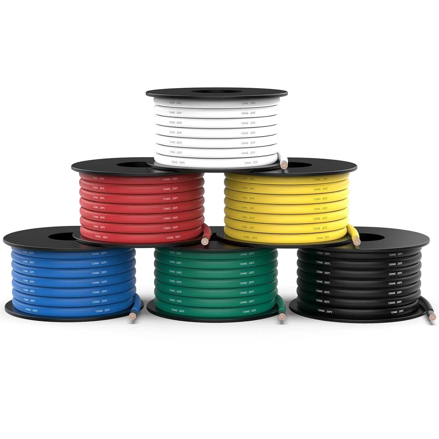 10 Gauge Wire 180ft, 10 AWG Wire 6 Colors 30ft Each Spool, Flexible  Tinned Copper Electrical , Wiring kit for Breadboard/Automotive/DIY/, 200?
