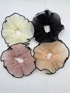 Textured Bowknot Contrast Binding Design Scrunchie (4pcs/set), Cute Trendy Hair Tie, Fashionable Hair Accessories for Women & Girls for Daily Use Ponytail Hairstyle