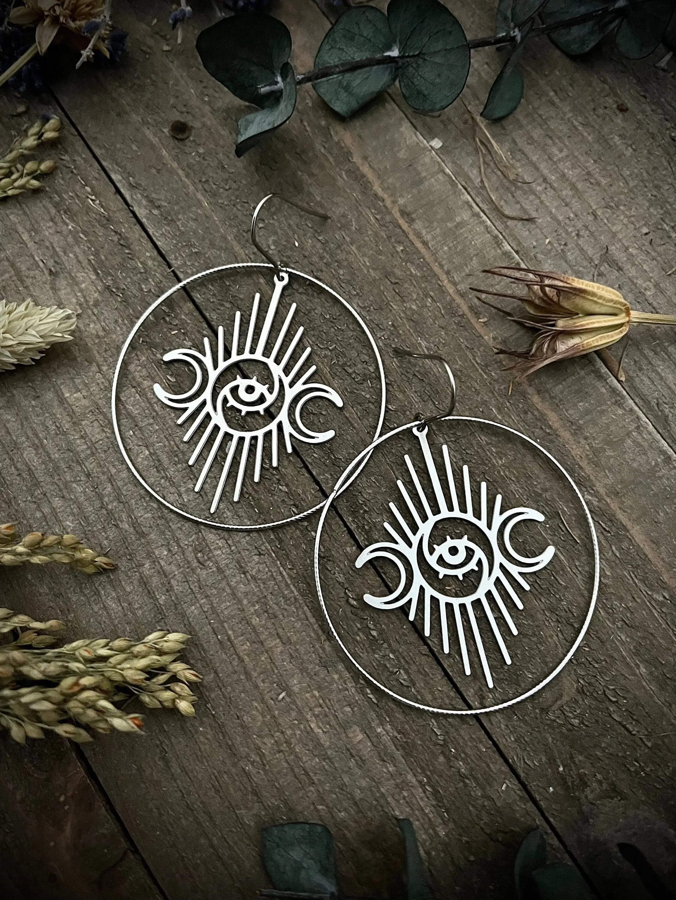Silver Eye Hoops