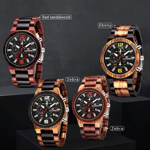 Men'S Wood Watches Luxury Luminous Multi-Function Wooden Watch