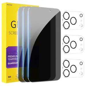 3+3 Pack 17 Series Privacy Screen Protector with Camera Lens Protector, Full Coverage 9H Tempered Glass, Anti-Spy, Bubble-Free, Easy Install, 17 series screen protector, 17 series lens protector