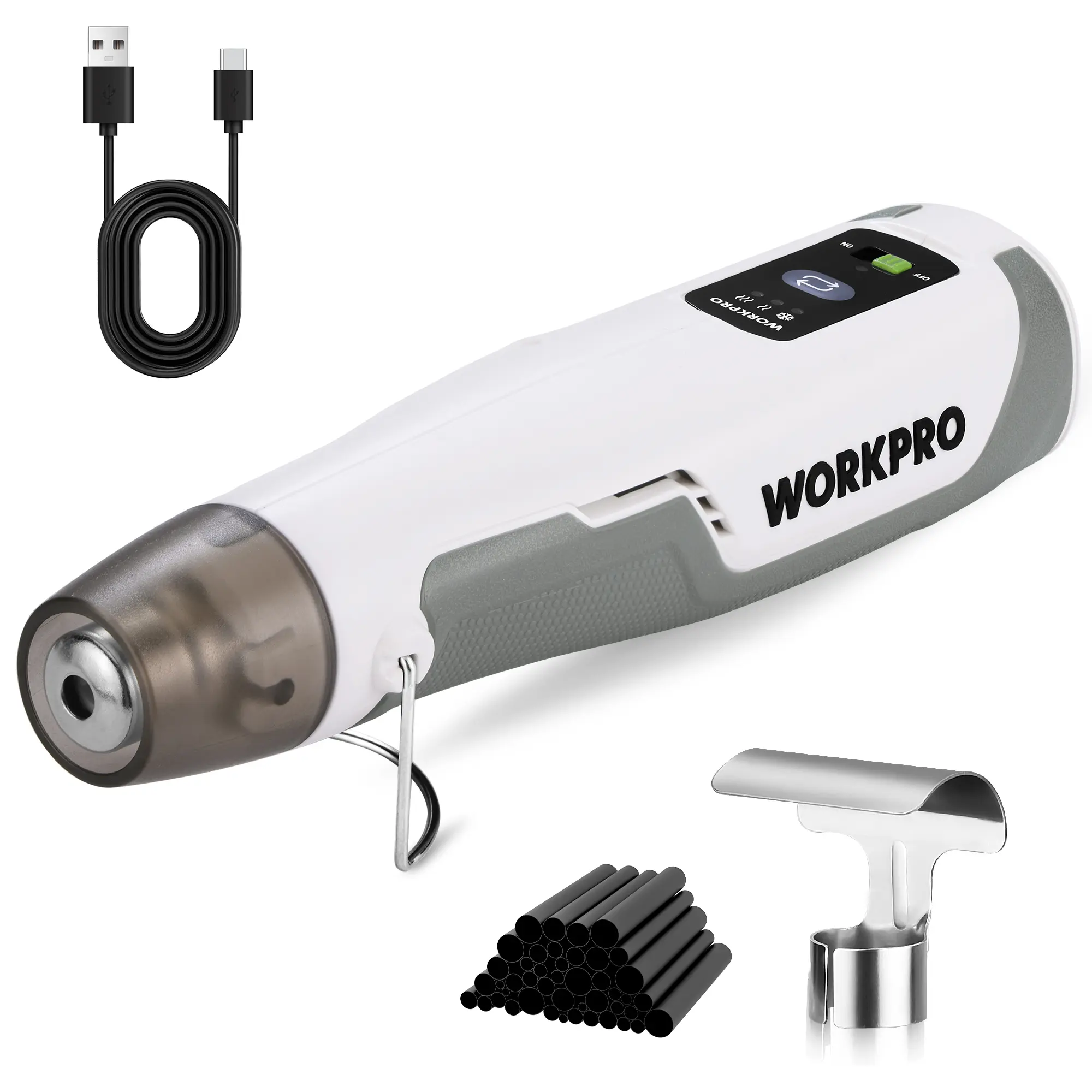 WORKPRO 7.2V Cordless Mini Heat Gun for DIY Crafts, 4000mAh Hot Air Gun, 1.5s Fast Heating, 3 Temp Settings (Cool/572°F/842°F), USB-C Rechargeable