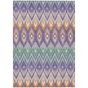 Machine Washable Purple Rug - Indoor / Outdoor - Kids / Pet Friendly Southwest Print Rug