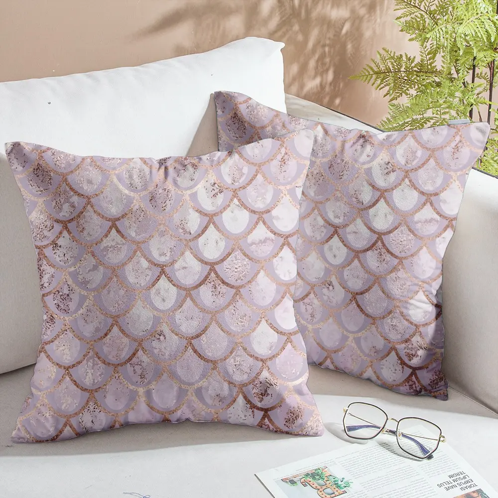 [Popular Choice]2 Pack, pillow cover, pillow case, cartoon theme pillow case, pillow towel, classic simple luxury pillow case, fish-scale pattern cushion cover, suitable for sofa and chair in living room and bedroom (excluding pillow core).
