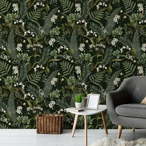 Plant Forest Self-Adhesive Wallpaper, DIY Removable Peel and Stick Natural Style, Ideal for Living Room Bedroom Kitchen Decor