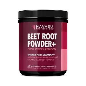 Organic Beet Root Powder with L Arginine and BCAA | Beet Root Powder Organic Post Workout Recovery Drink | Healthy Energy & Endurance Support | Just Add to Water | 1 Month Supply Cherry Berry Flavor