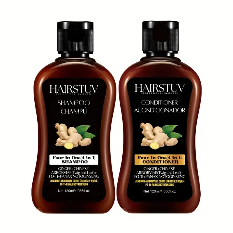 Ginger Haircare Set - Shampoo and Conditioner with Ginger for All Hair Types, Scalp Refreshing, Strengthen Hair, Oil Control, Moisturizing and Soft, Christmas and New Year Gift for Parents, 120ml*2